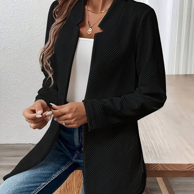 Emma | Plain textured open-front blazer with long sleeves