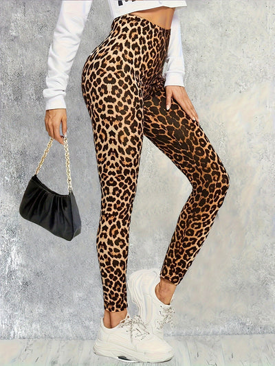 Nina | Luipaardprint skinny leggings met hoge taille