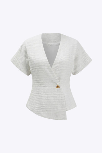 Tressa - Elegante Knopdesign Dames Korte Mouwen Shirt