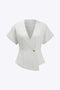 Tressa - Elegante Knopdesign Dames Korte Mouwen Shirt