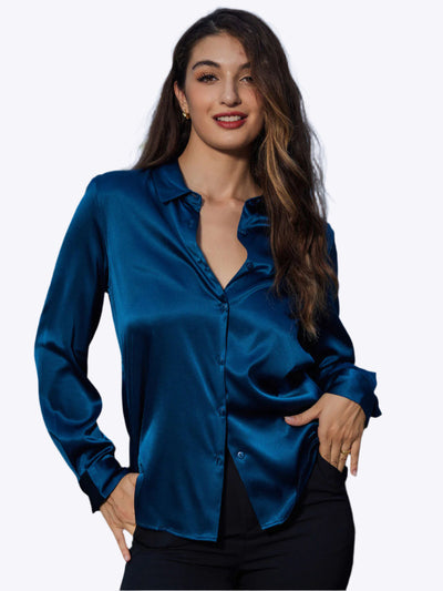 Clemence - Moderne Militaire Chic Dames Overhemd met Revers