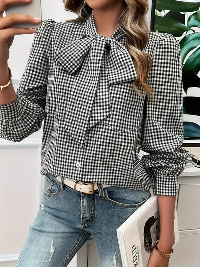 Brielle - Geruite Blouse met Strik