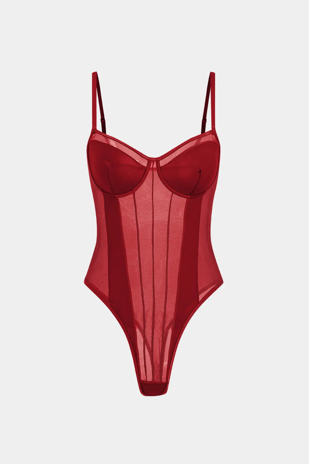 Celestia - Een verleidelijke doorschijnende mesh corset-body voor dames