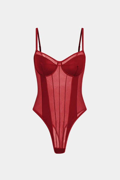 Celestia - Een verleidelijke doorschijnende mesh corset-body voor dames
