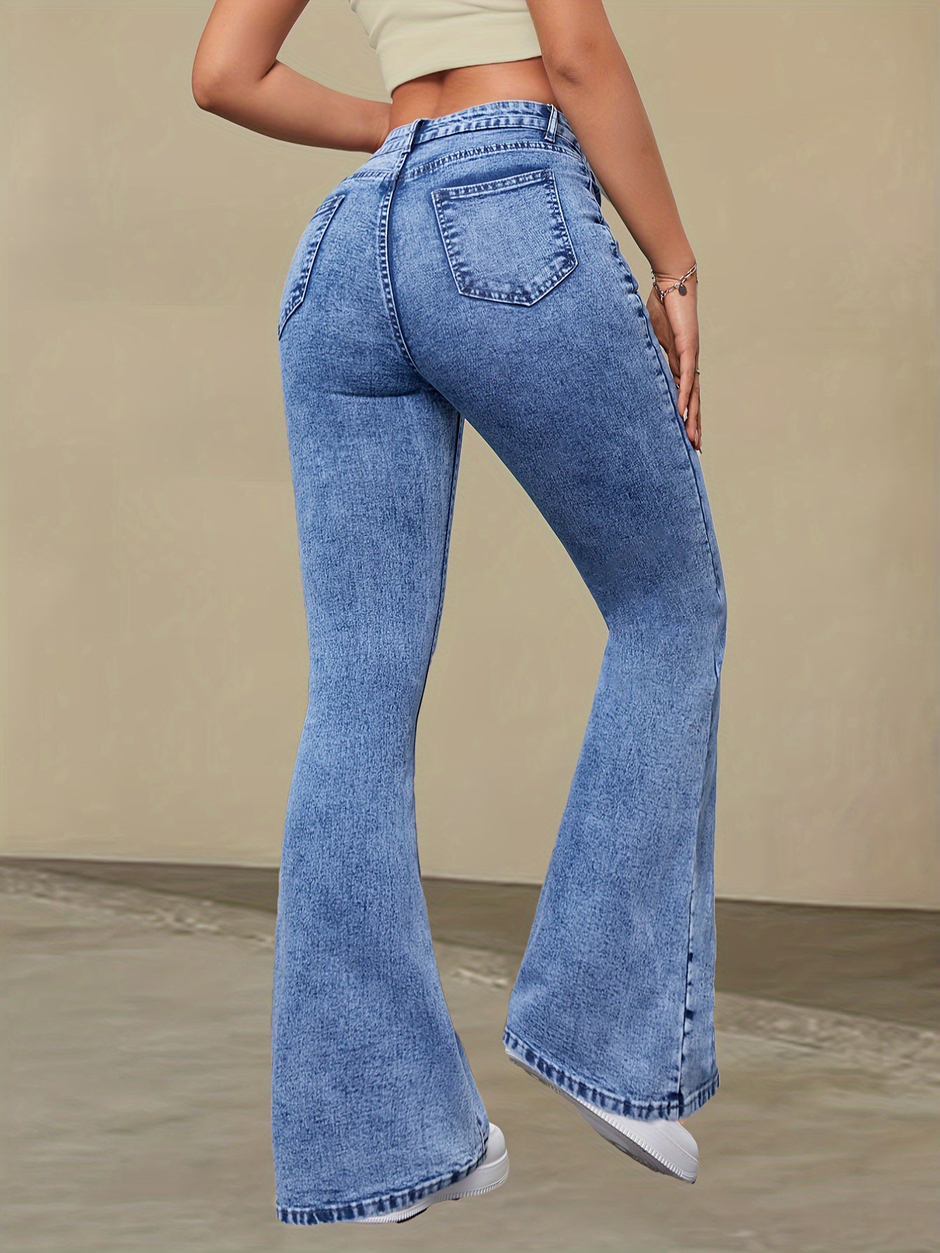 Nina | Elegante hoge taille stretch denim flare jeans