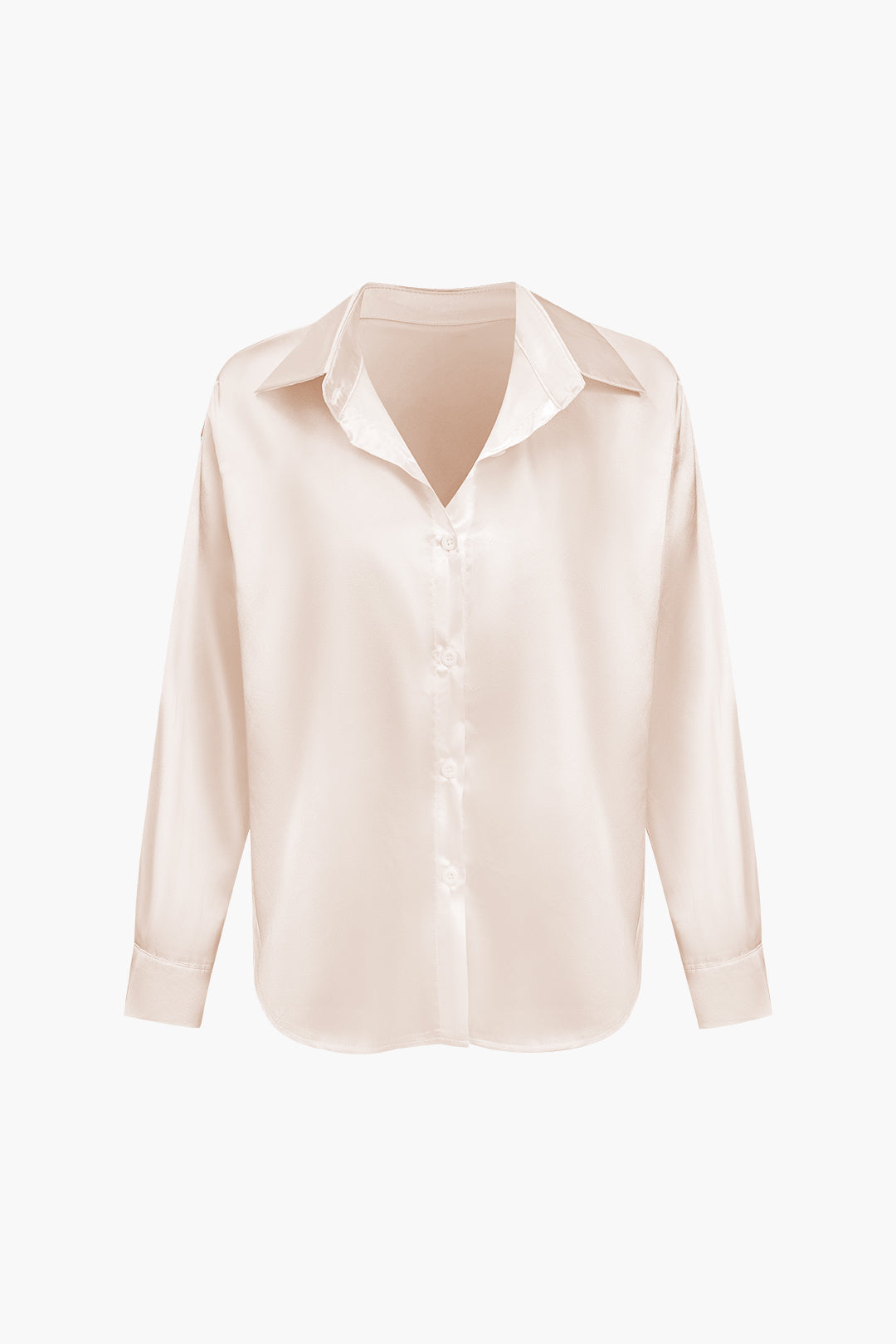 Lillian - Basic Plain Satin Women's Long Sleeve Shirt