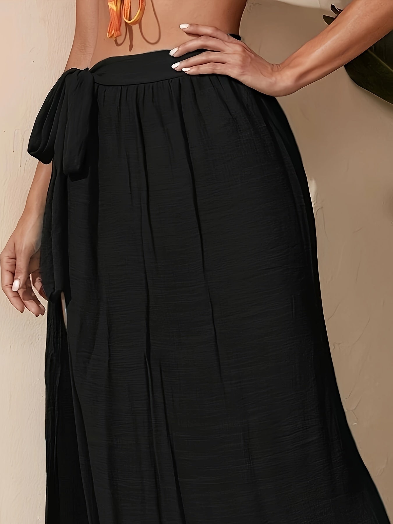 Nina | Stevige knoopzijwikkelrok met casual split