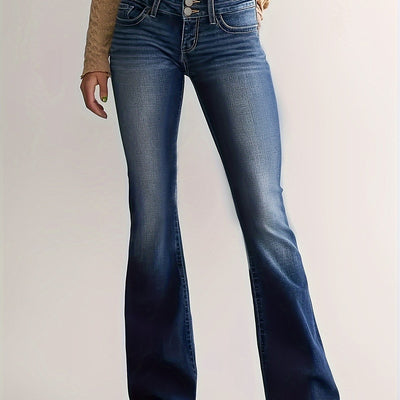 Sophie | Casual flared denim broek met dubbele knoopsluiting
