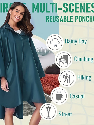 Nina | Waterdichte damesregenponcho met capuchon en zakken