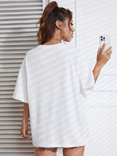 Sara | Sportief Y2K T-shirt in effen kleur met ronde hals en losse korte mouwen