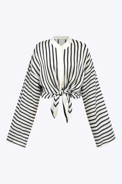 Thalia - Moderne Satijnen Elegant Vrouwen Langsleeve Shirt