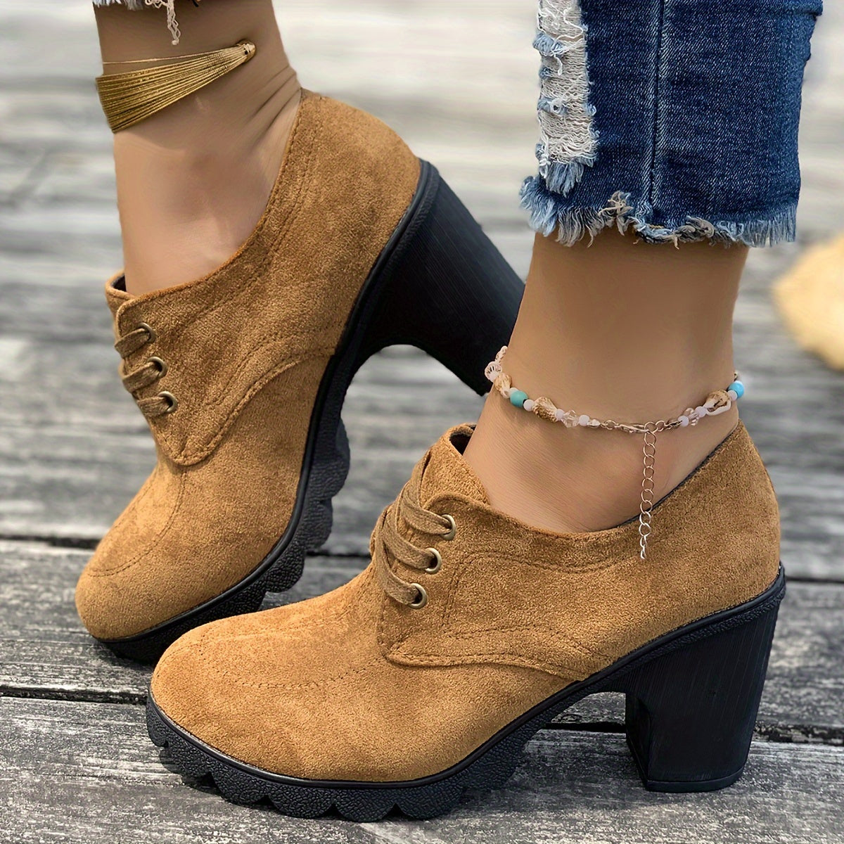 Robin | Retro chunky hak enkellaarsjes