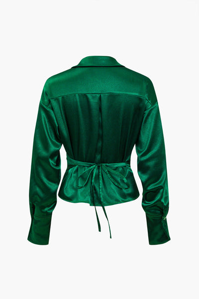 Sienna - Stijlvolle Satijnen Knoop Blouse voor Vrouwen