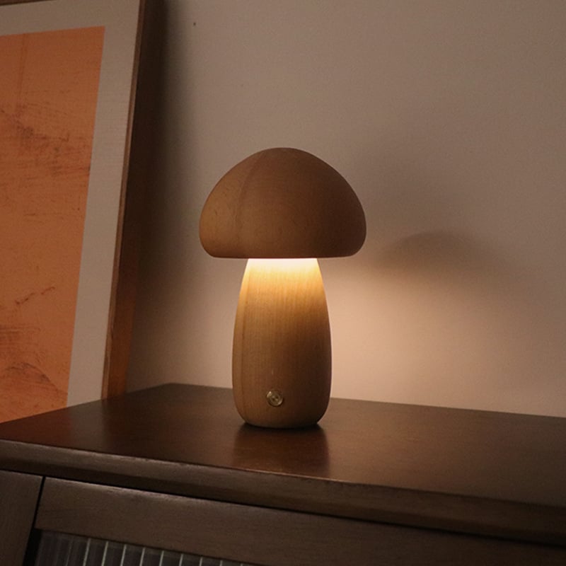 Mykora - Wooden Mushroom Table Lamp Touch Sensitive