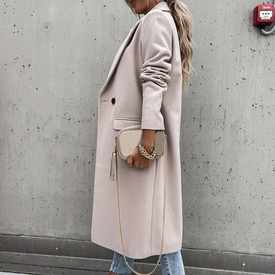 Long Coat with Lapel – Classic Button Coat