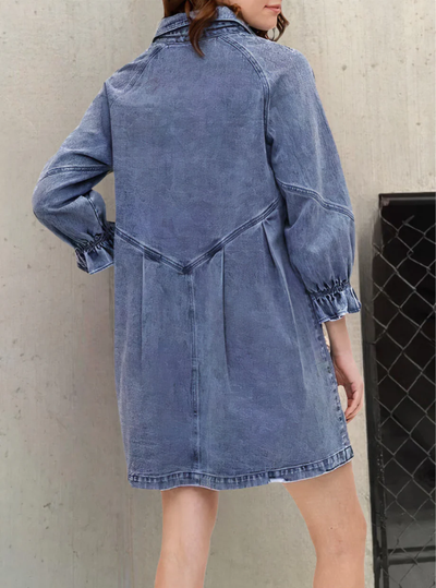 Denim overhemdjurk – Casual model met knopenrij