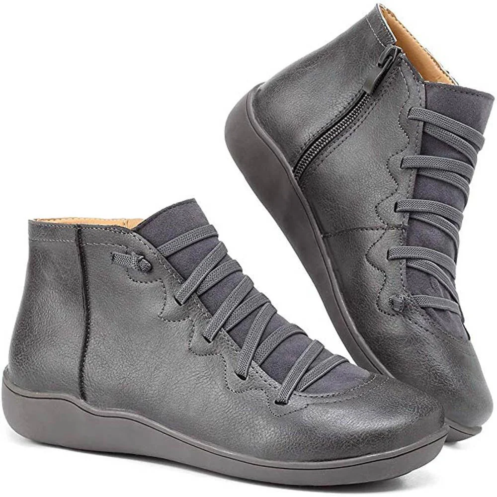 Dames enkelboots met rits – Veterschoen in casual design