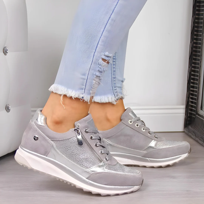 Dames Sneakers met Ritssluiting - Verhoogde Zool - Ademend Mesh