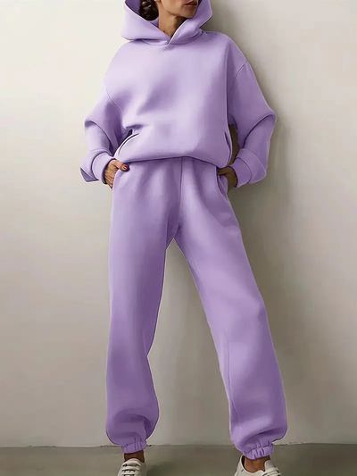 Dames hoodie-set – Relaxed fit met elastische zoom