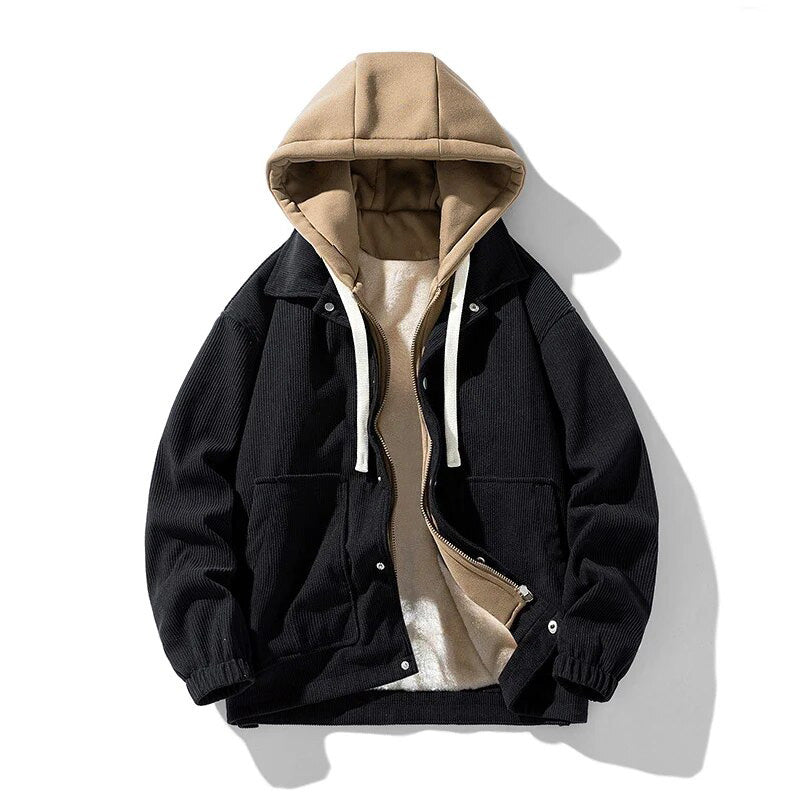 Corduroy herenjack met capuchon - Gevoerd