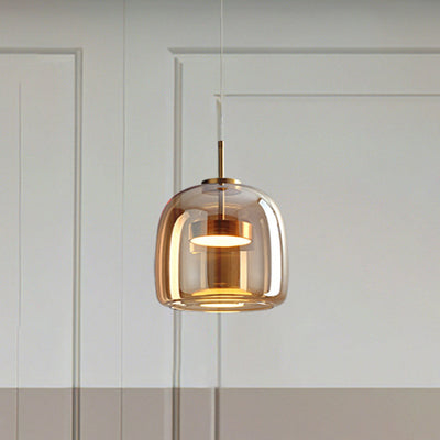 Hailie Retro LED Pendant Lamps Gold Amber Metal Glass Bedroom