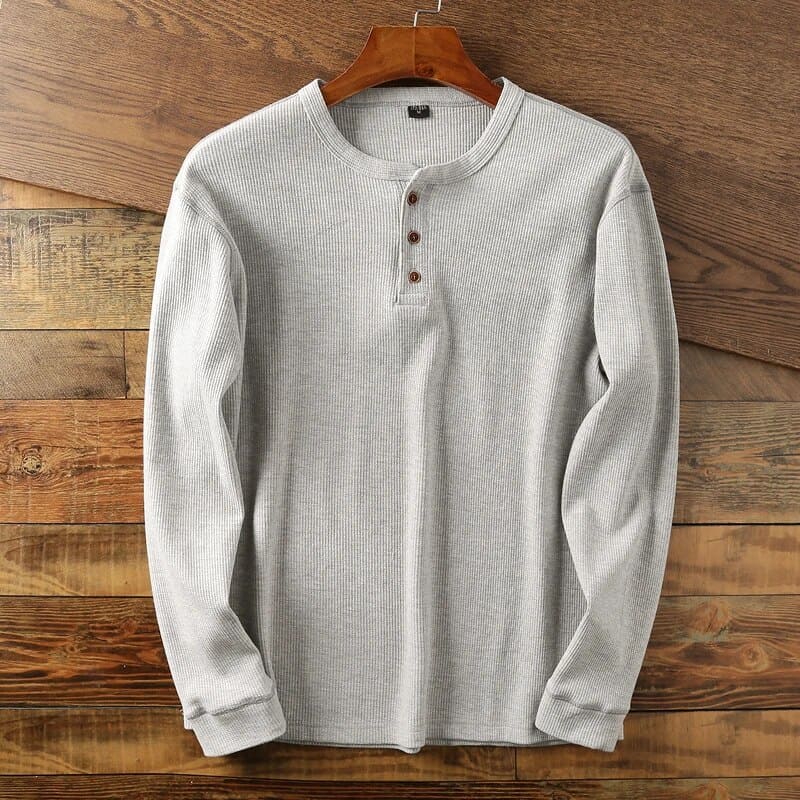 Klassiek henley-shirt met lange mouwen voor mannen