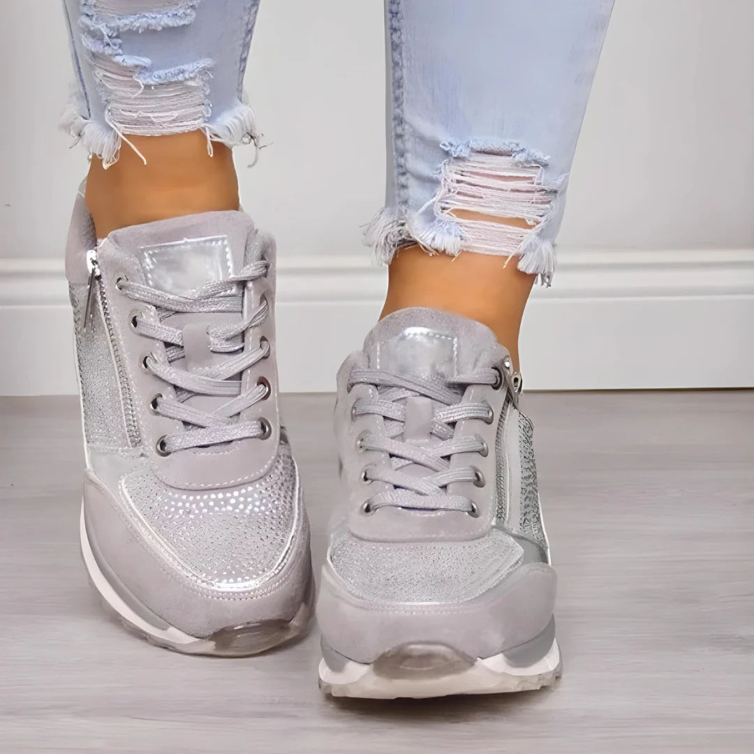Dames Sneakers met Ritssluiting - Verhoogde Zool - Ademend Mesh