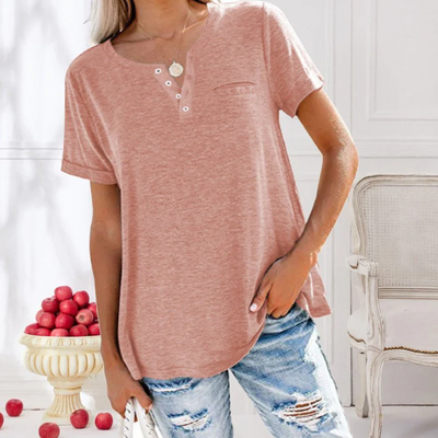 Loose-fitting henley top – Casual T-shirt with button detail 