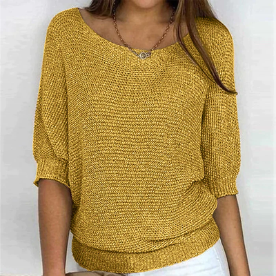 Gebreide dames top – Casual model met 3/4-mouwen