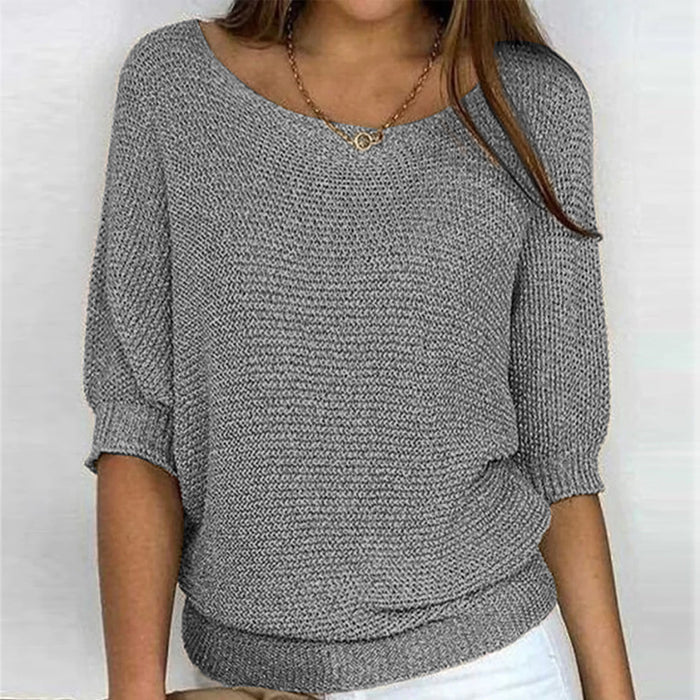 Gebreide dames top – Casual model met 3/4-mouwen