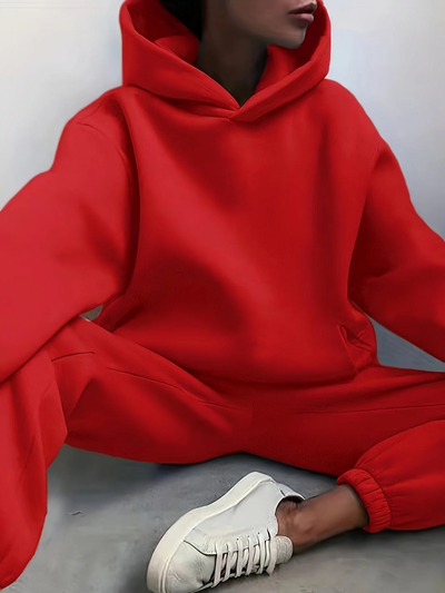 Dames hoodie-set – Relaxed fit met elastische zoom