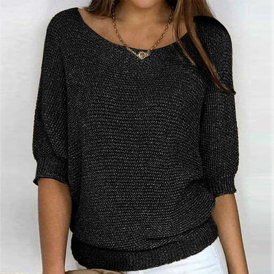 Gebreide dames top – Casual model met 3/4-mouwen