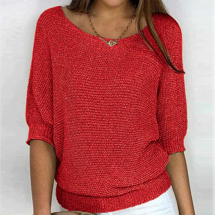 Gebreide dames top – Casual model met 3/4-mouwen
