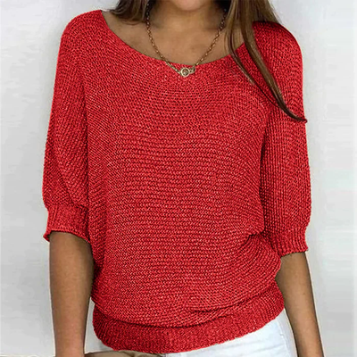 Gebreide dames top – Casual model met 3/4-mouwen