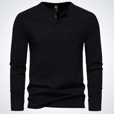 Men's Henley long sleeve - Long sleeves and button closure at the neck