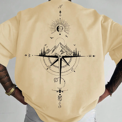 T-shirt met grafische rugprint – Outdoor Kompasdesign