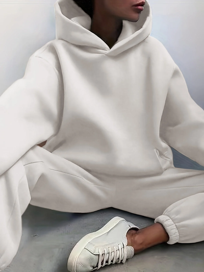Dames hoodie-set – Relaxed fit met elastische zoom