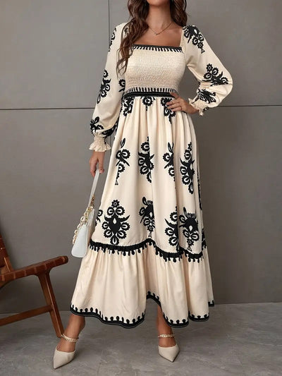 Abigail | Elegante Maxi Jurk met Geometrisch Patroon
