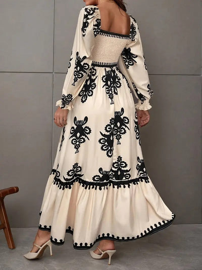 Abigail | Elegante Maxi Jurk met Geometrisch Patroon