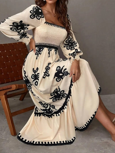 Abigail | Elegante Maxi Jurk met Geometrisch Patroon