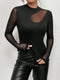 Abigail | Stijlvolle Mesh Top met Uitgesneden Hals