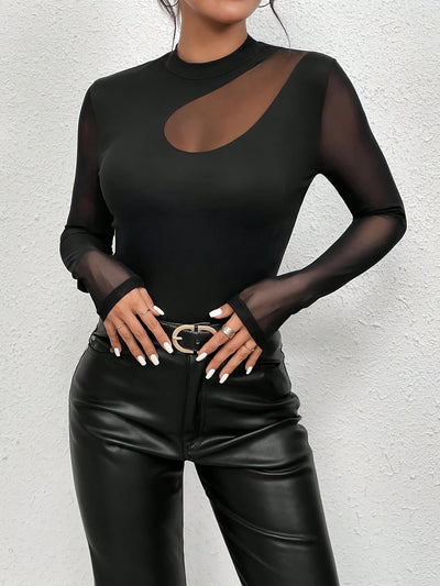 Abigail | Stijlvolle Mesh Top met Uitgesneden Hals