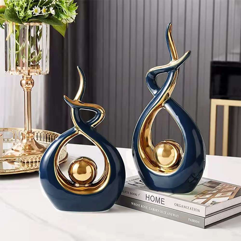Aubelia – Ceramic Abstract Sculpture with Gold Accents
