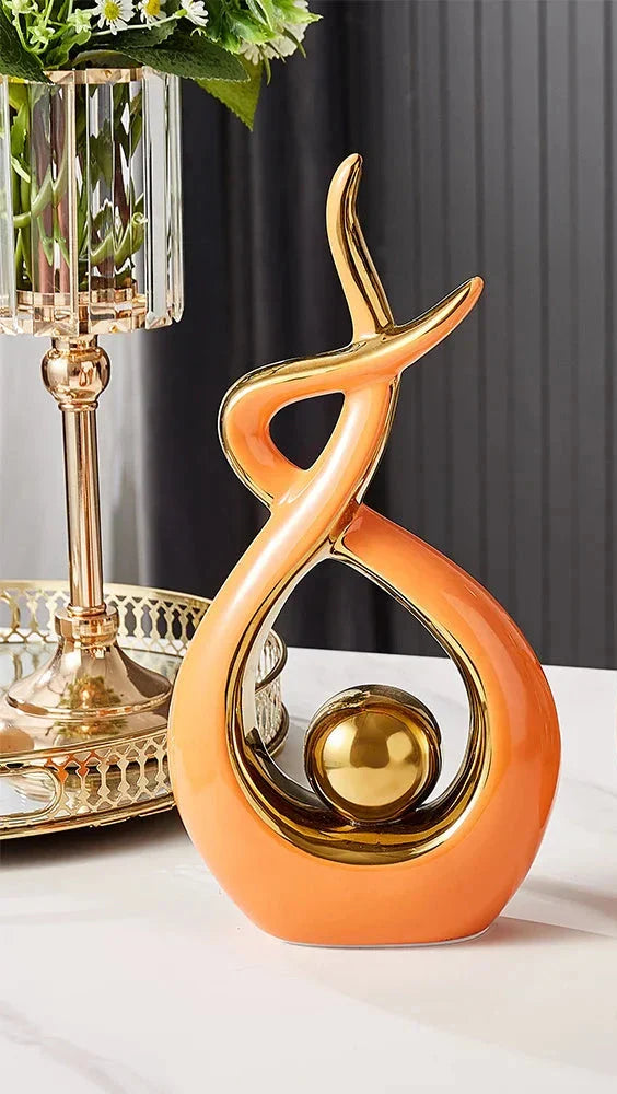 Aubelia – Ceramic Abstract Sculpture with Gold Accents