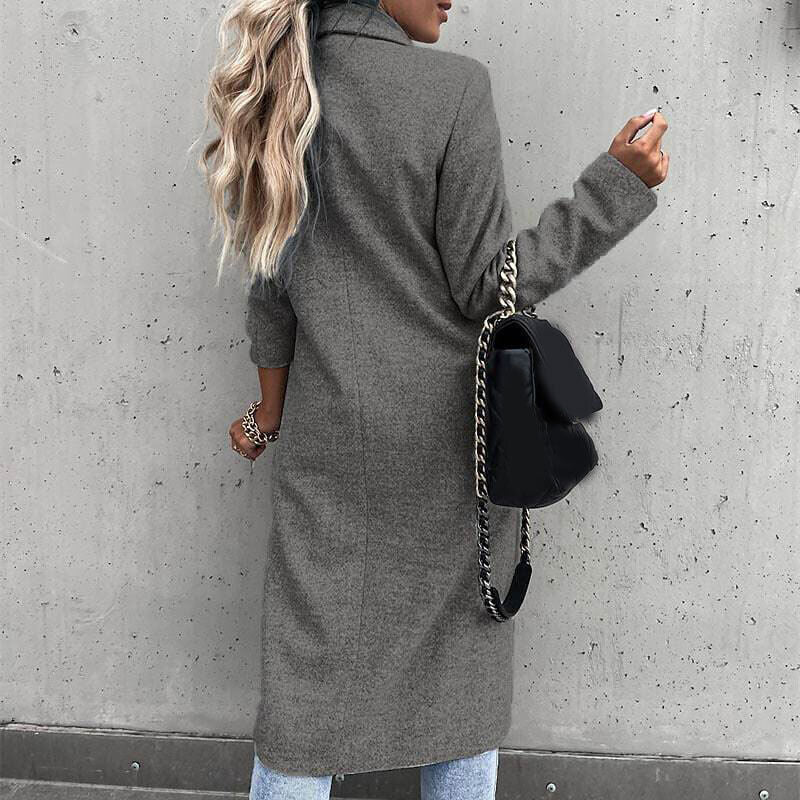 Long Coat with Lapel – Classic Button Coat