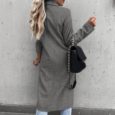 Long Coat with Lapel – Classic Button Coat