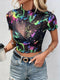 Adeline | Trendy Semi-Transparante Crop Top met Abstracte Print