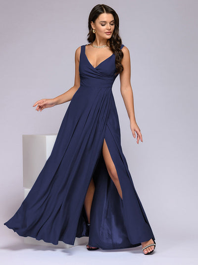 Alicia | Elegante Maxi Jurk met Diepe V-hals en Split