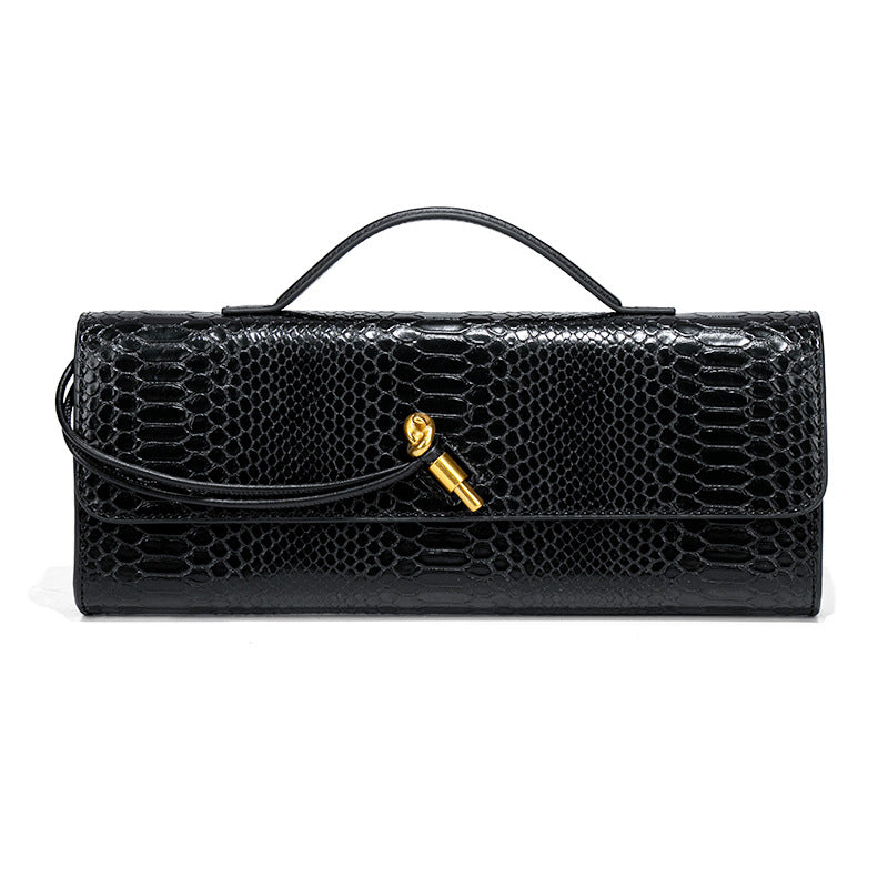 Alodia | Luxe Slangenpatroon Clutch met Gouden Accenten