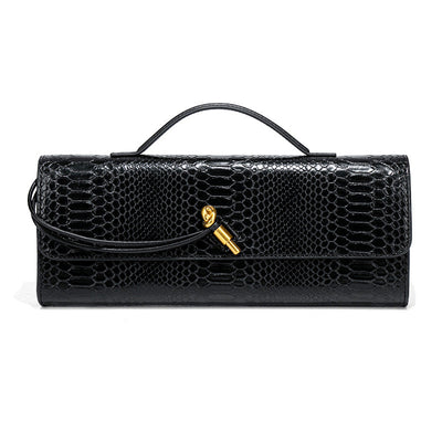 Alodia | Luxe Slangenpatroon Clutch met Gouden Accenten